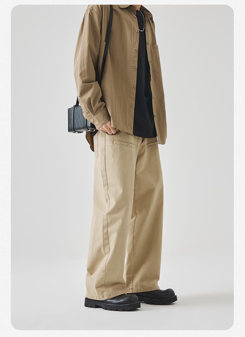ワークパンツ ゆったりワイドシルエット作業着風パンツ