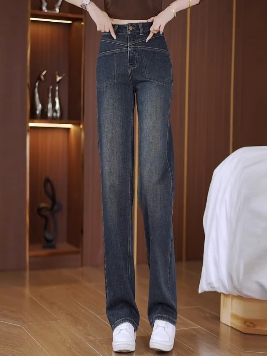 ワークパンツ 美脚効果抜群 ハイウエストストレートパンツ