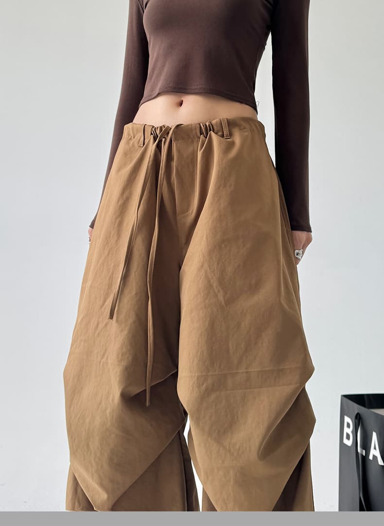 ワークパンツ ワークパンツ ゆったりドローコード ワイドパンツ