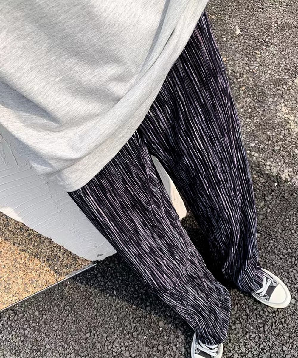 ワークパンツ プリーツ加工 美脚ワイドチノパン 春夏
