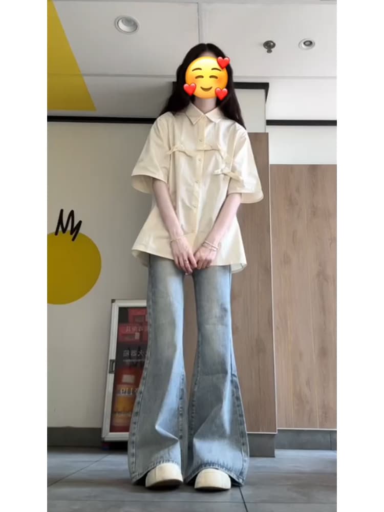 ワークパンツ フレアデザインストレートパンツ