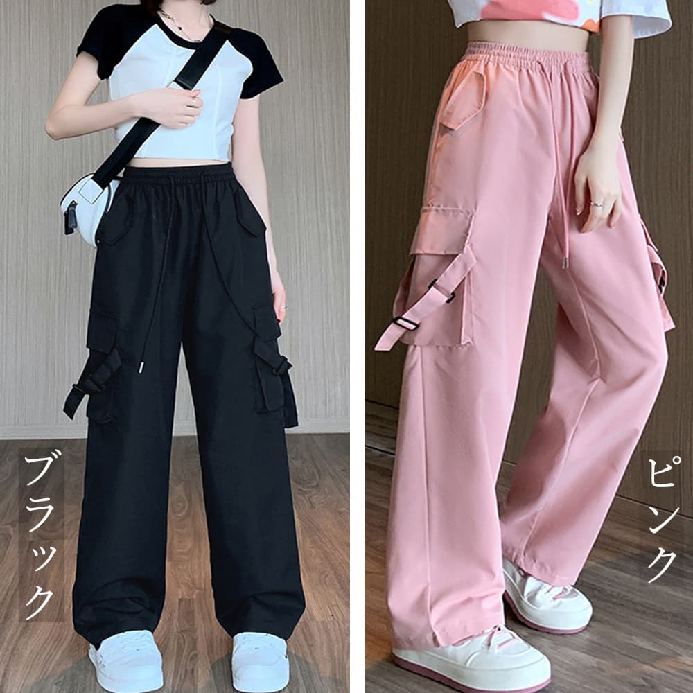 ワークパンツ レディース ゆったりカーゴパンツ ワイドシルエット