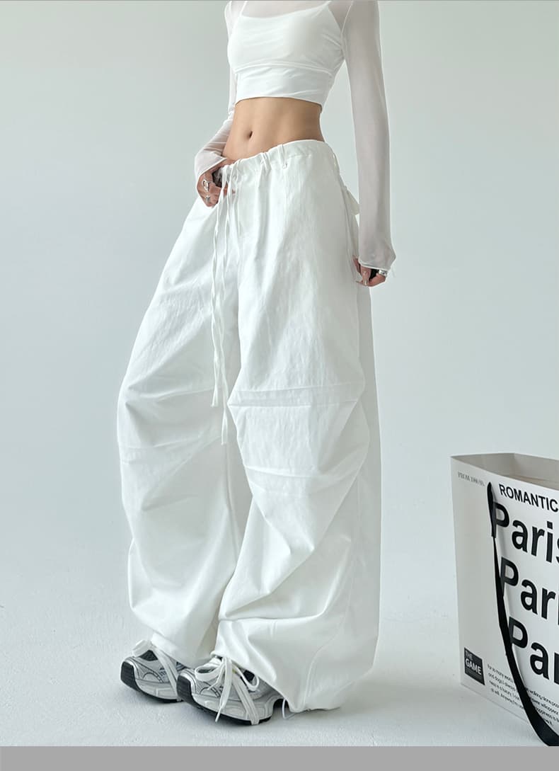 ワークパンツ ワークパンツ ゆったりドローコード ワイドパンツ