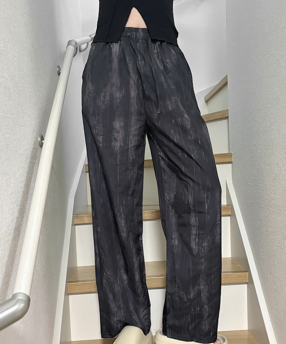 ワークパンツ タイダイ染めワイドチノパン 春夏用美脚パンツ