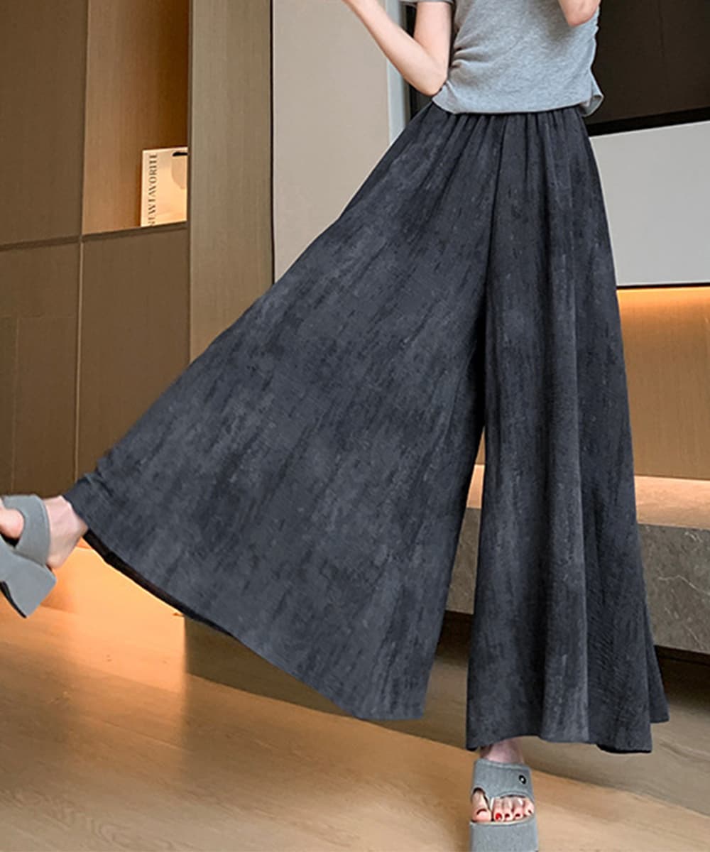ワークパンツ 楽ちん美シルエット タイダイ柄ワイドスラックス