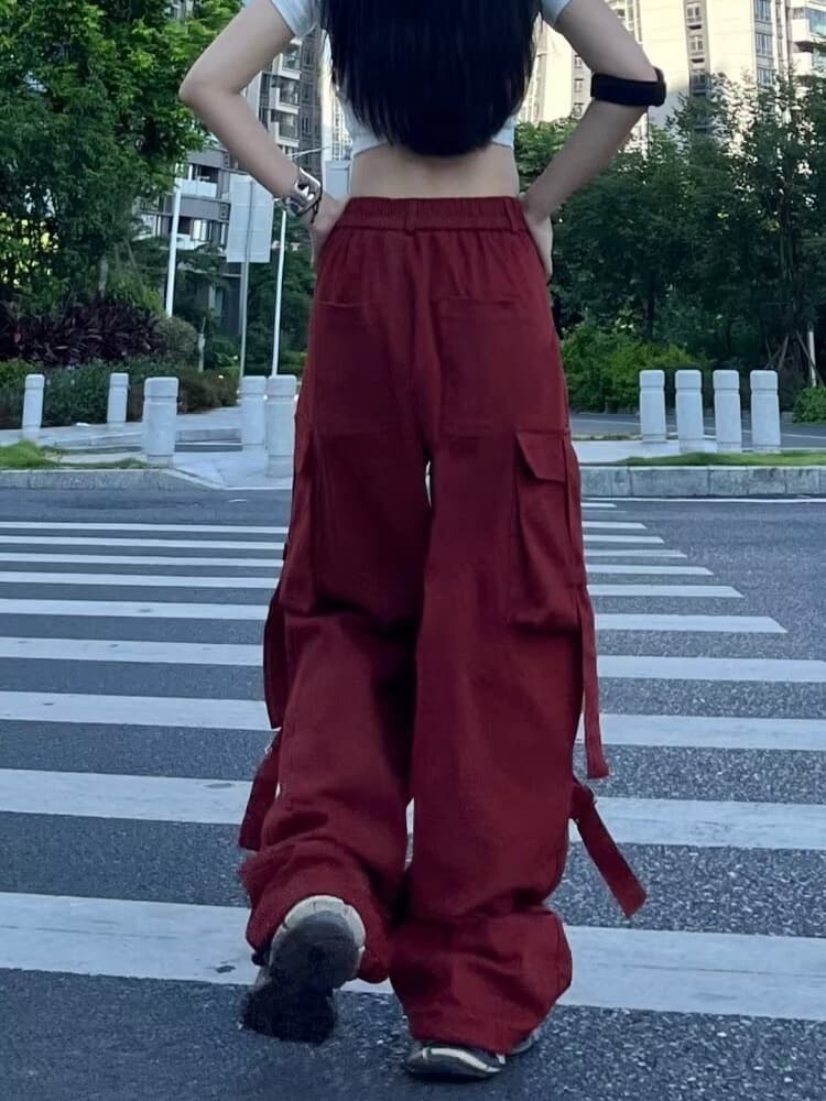 ワークパンツ ストリート系ワイドカーゴパンツ