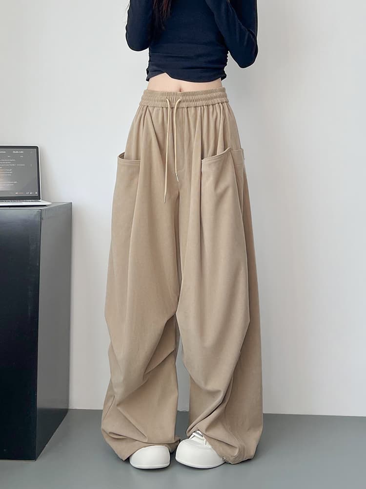 ワークパンツ ゆったりドロストポケットワイドパンツ