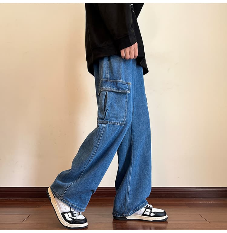 ゆったりカーゴデニムワークパンツ