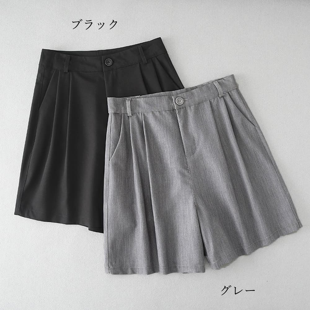 ワークパンツ レディース タック入り スラックス ハーフパンツ 夏