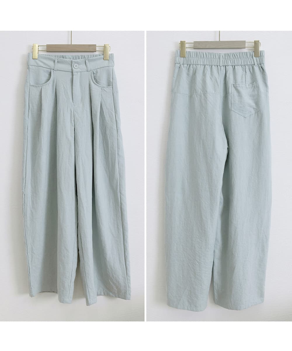 ワークパンツ ハイウエスト タック入り スラックス ワイドパンツ
