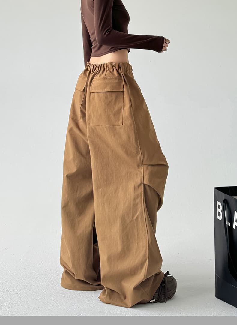 ワークパンツ ワークパンツ ゆったりドローコード ワイドパンツ