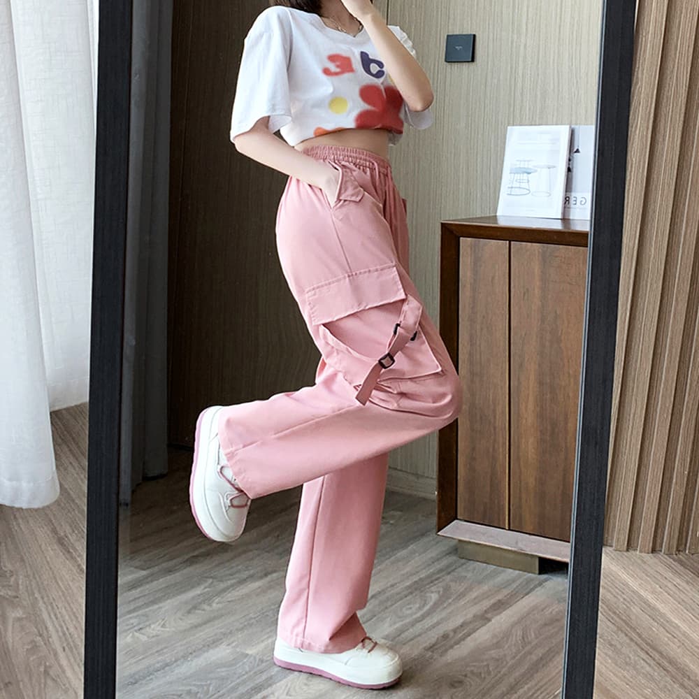 ワークパンツ レディース ゆったりカーゴパンツ ワイドシルエット